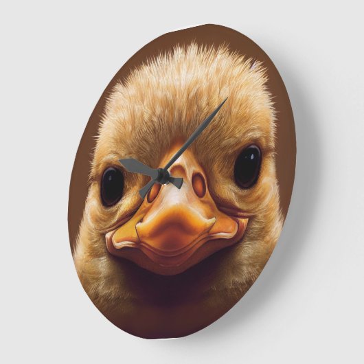 アヒルのライフポートレートのビークと黄色の羽 ラージ壁時計 (傾斜)