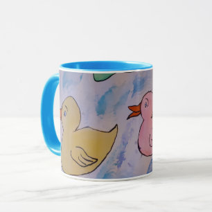 アヒルの上の雨滴マグカップ マグカップ