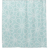 アヒルの卵の青で白い抽象芸術の花 シャワーカーテン (正面)