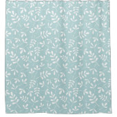 アヒルの卵の青の分類された葉パターン白 シャワーカーテン (正面)