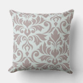 アヒルの卵の青の華麗さのダマスク織の芸術Iの暗灰色 クッション (正面)