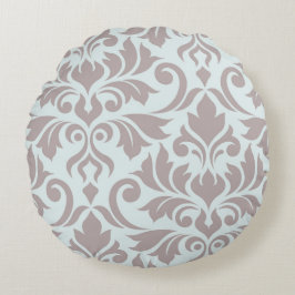 アヒルの卵の青の華麗さのダマスク織の芸術Iの暗灰色 ラウンドクッション