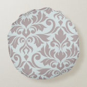 アヒルの卵の青の華麗さのダマスク織の芸術Iの暗灰色 ラウンドクッション (裏面)