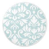 アヒルの卵の青の華麗さのダマスク織の芸術Iの白 セラミックノブ (正面)