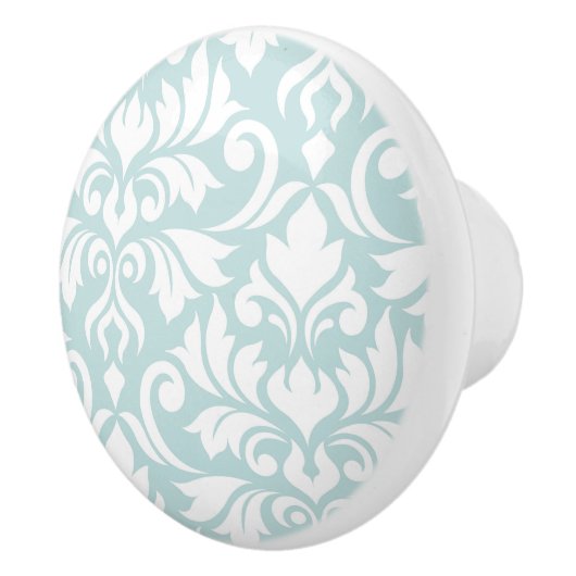 アヒルの卵の青の華麗さのダマスク織の芸術Iの白 セラミックノブ (右)