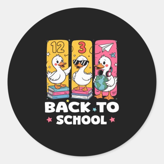 アヒルの学校スクワッドの楽しい初めての登校日 ラウンドシール (正面)