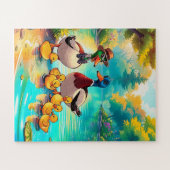 アヒルの家族の外出の子供 ジグソーパズル (横)