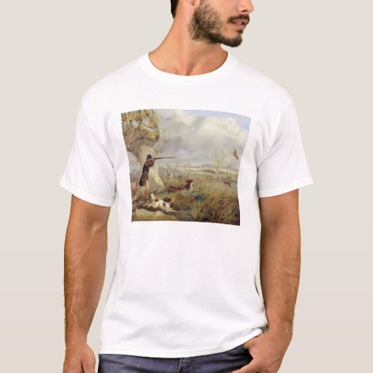 アヒルの射撃、発砲(キャンバスの油) Tシャツ (正面)