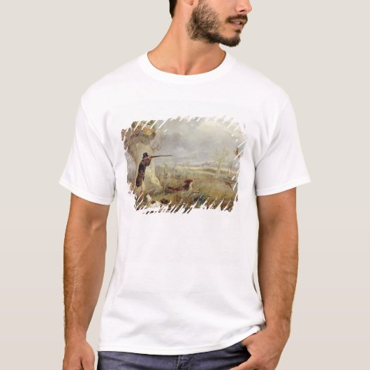アヒルの射撃、発砲(キャンバスの油) Tシャツ (正面)