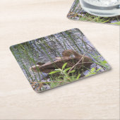 アヒルの手入れ スクエアペーパーコースター (アングル)