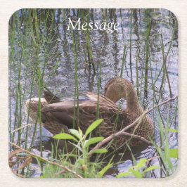 アヒルの手入れ スクエアペーパーコースター