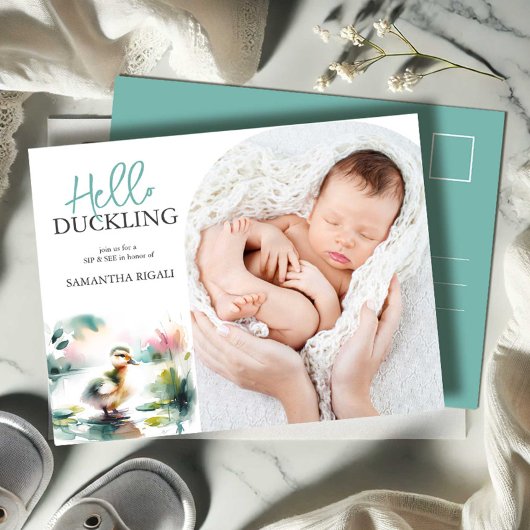 アヒルの招待状の園区と参照ベイビーシャワーボーイ シーズンポストカード