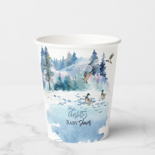アヒルの森の自然男の子の赤ちゃんシャワー 紙コップ (裏面)