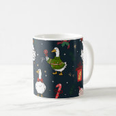 アヒルの楽しいクリスマスパターン コーヒーマグカップ (正面右)