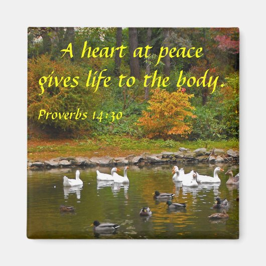 アヒルの池で秋 マグネット (正面)