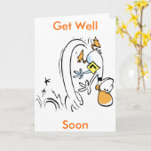 アヒルの漫画がじきに好転 カード (黄色い花)