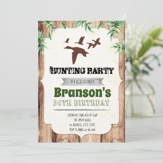 アヒルの狩りの大人の誕生日の招待 招待状 (スタンド正面)