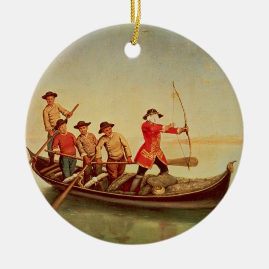 アヒルの狩り セラミックオーナメント (正面)