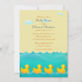 アヒルの続けてベビーシャワーの招待状 招待状 (正面)