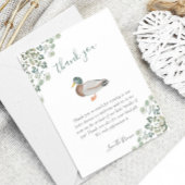 アヒルの緑の男女兼用赤ちゃんシャワー サンキューカード