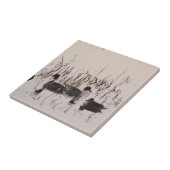 アヒルの群れが湖に集まって泳ぐ タイル (側面)