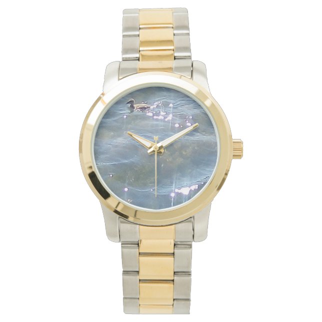 アヒルの腕時計で水に光 腕時計 (正面)