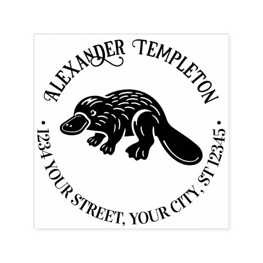 アヒルの請求済みカモノハシ#2P名差出人住所 セルフインキングスタンプ (デザイン)