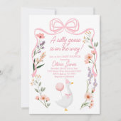 アヒルの赤ちゃんのシャワー招待状 ピンクの女の子の招待 招待状 (正面)