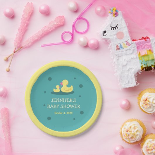 アヒルの赤ちゃんシャワーを愛する新生児 ペーパープレート (パーティー)