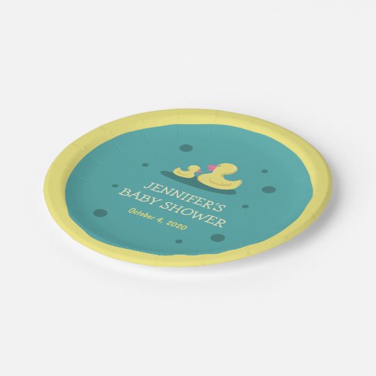 アヒルの赤ちゃんシャワーを愛する新生児 ペーパープレート (アングル)