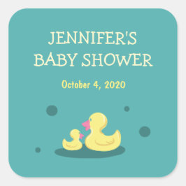 アヒルの赤ちゃんシャワーステッカーを愛する新生児 スクエアシール