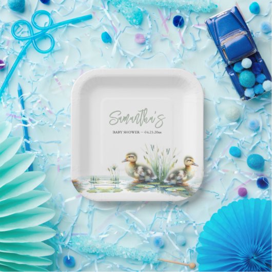 アヒルの赤ちゃんシャワー使い捨て ペーパープレート (パーティー)