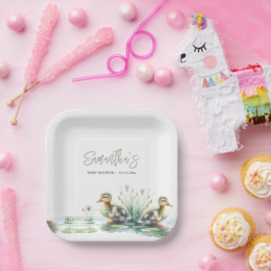 アヒルの赤ちゃんシャワー使い捨て ペーパープレート (パーティー)