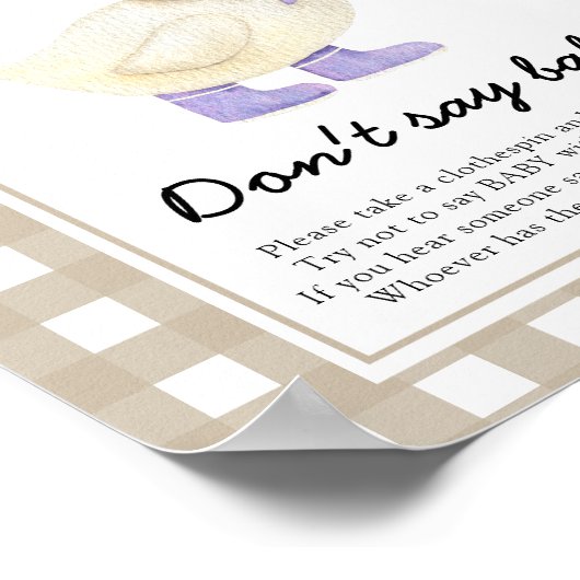 アヒルの赤ちゃんシャワー – 言わないベビー ポスター (角)