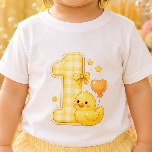 アヒルの赤ちゃんTシャツ 初めての1歳の誕生日 ベビーTシャツ