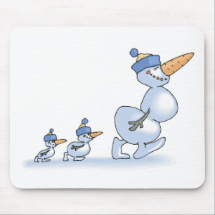 アヒルの雪だるま マウスパッド