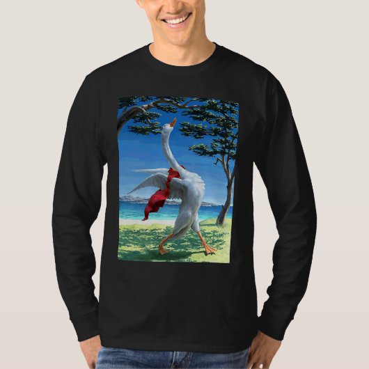 アヒルの鳴き声 ガチョウの朝のルーティン Tシャツ (正面)