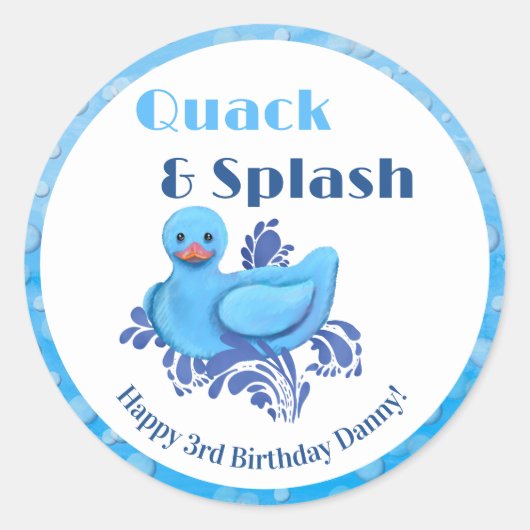 アヒルの3歳の誕生日をお祝いしよう ラウンドシール (正面)