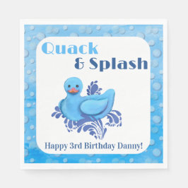 アヒルの3歳の誕生日をお祝いしよう Quack and Splash Duck スタンダードランチョンナプキン