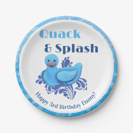 アヒルの3歳の誕生日をお祝いしよう Quack and Splash Duck ペーパープレート