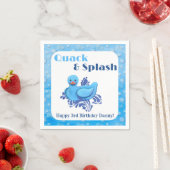 アヒルの3歳の誕生日パーティーの招待状  Quack and Splash Duck スタンダードカクテルナプキン (インサイチュ)