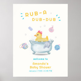 アヒルのRub A Dub Dubバスルームベビーシャワーウェルカム ポスター