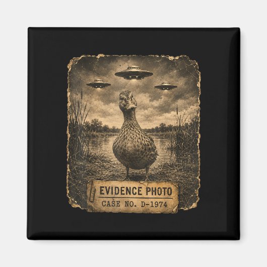 アヒルのUFOエビデンス写真 エイリアン ユーモア マグネット (正面)