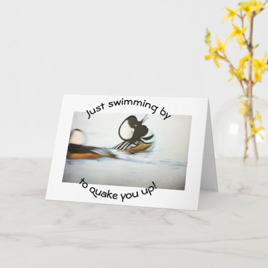 アヒルはことわざの「お尻を叩く」誕生日 カード (黄色い花)