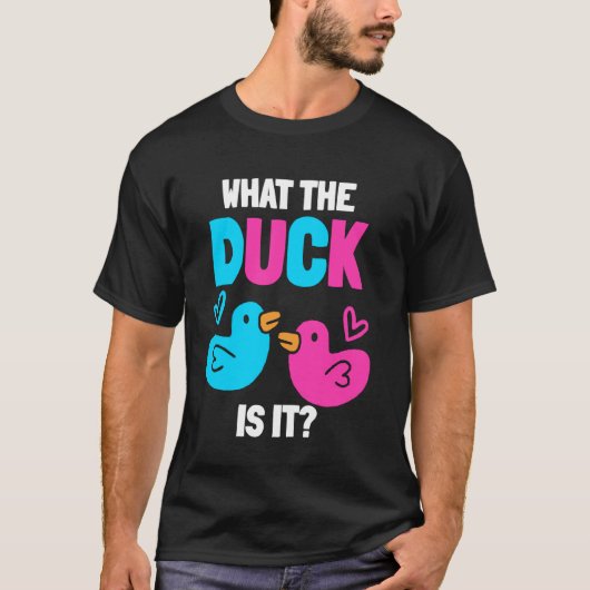 アヒルは何だ - 赤ちゃんの性別お披露目パーティー おむつ バ Tシャツ (正面)
