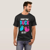 アヒルは何だ - 赤ちゃんの性別お披露目パーティー おむつ バ Tシャツ (正面フル)