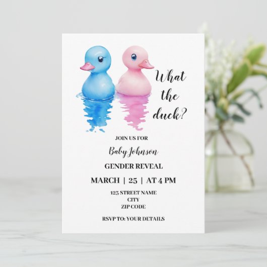 アヒルをテーマにしたジェンダーが招待を明らかにするもの 招待状 (スタンド正面)