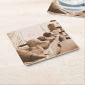 アヒルを列に並べる – アンティーク- Coaster スクエアペーパーコースター (アングル)