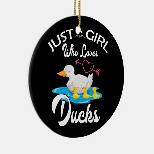 アヒルを愛する女の子アヒルの所有者の恋人のギフト セラミックオーナメント (右)