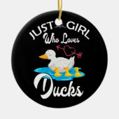 アヒルを愛する女の子アヒルの所有者の恋人のギフト セラミックオーナメント (正面)